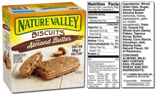 nature valley biscuits with almond butter nutrition