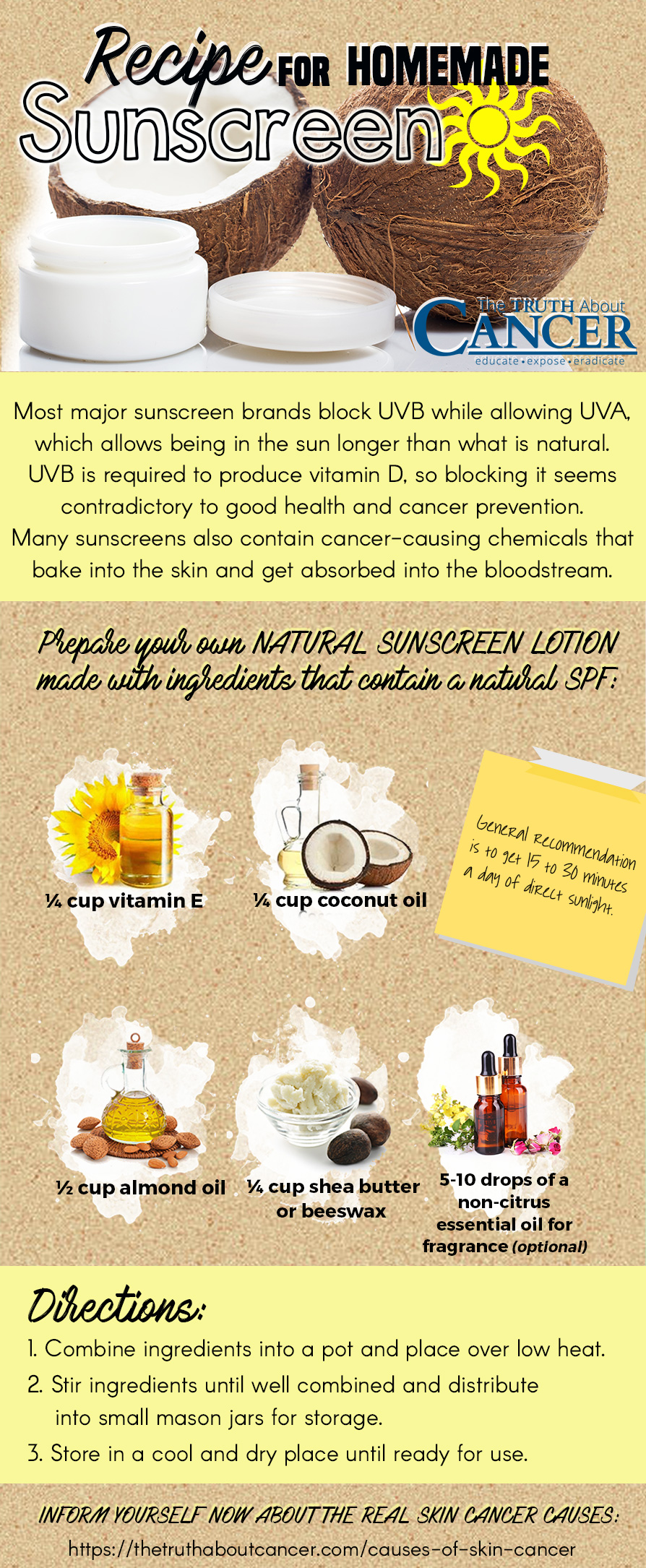 Here's a natural sunscreen recipe you can make at home . Your skin will thank you!